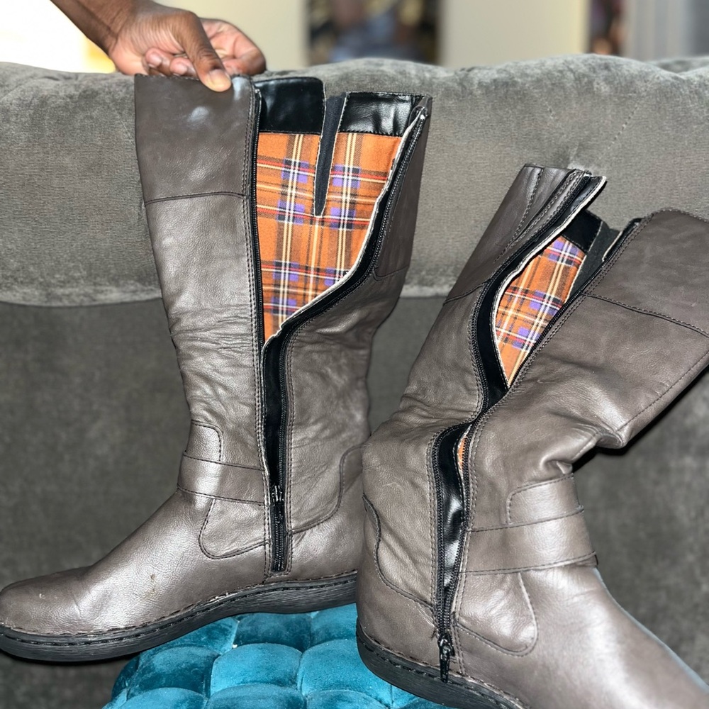 Born Gray Winter Boots with Plaid Lining